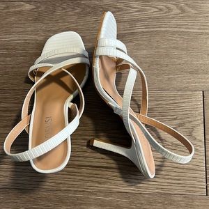 Leather white heels